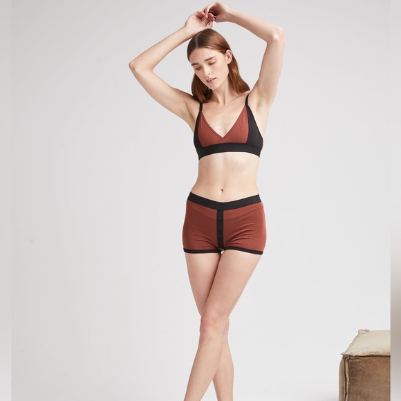 NWT Richer Poorer Women's Cotton Modal Classic Bralette black red mahogany - Picture 4 of 6